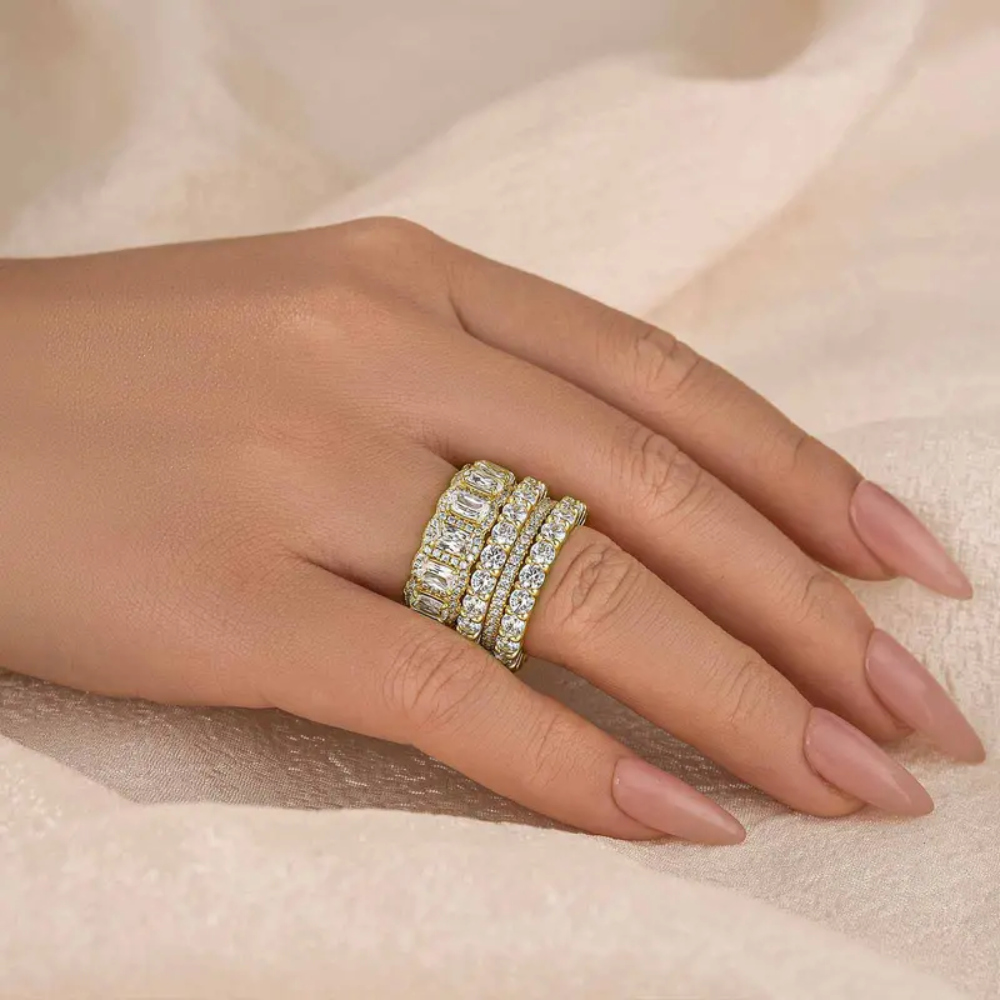 Statement Cushion Cut Bridal Ring Set