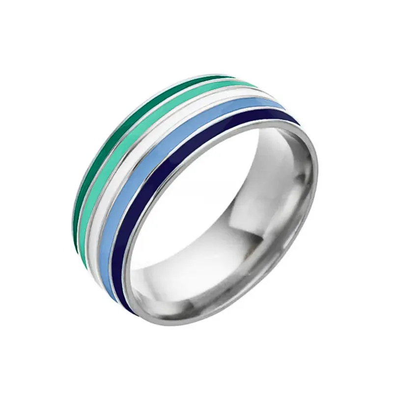 Enamel Stripe Band Style Ring