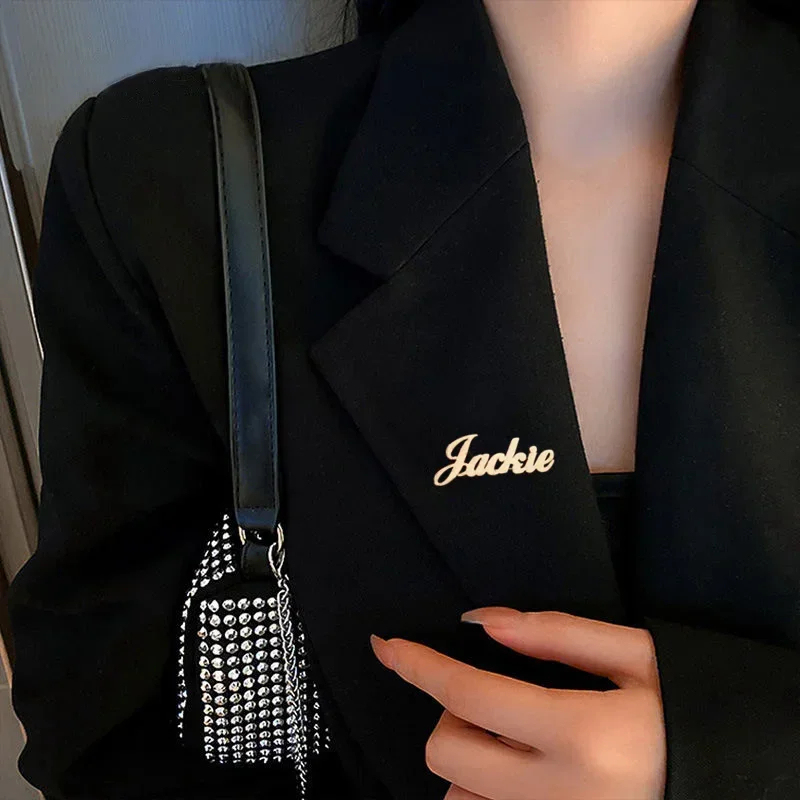 Personalized Name Pin Stainless Steel Letter Brooch