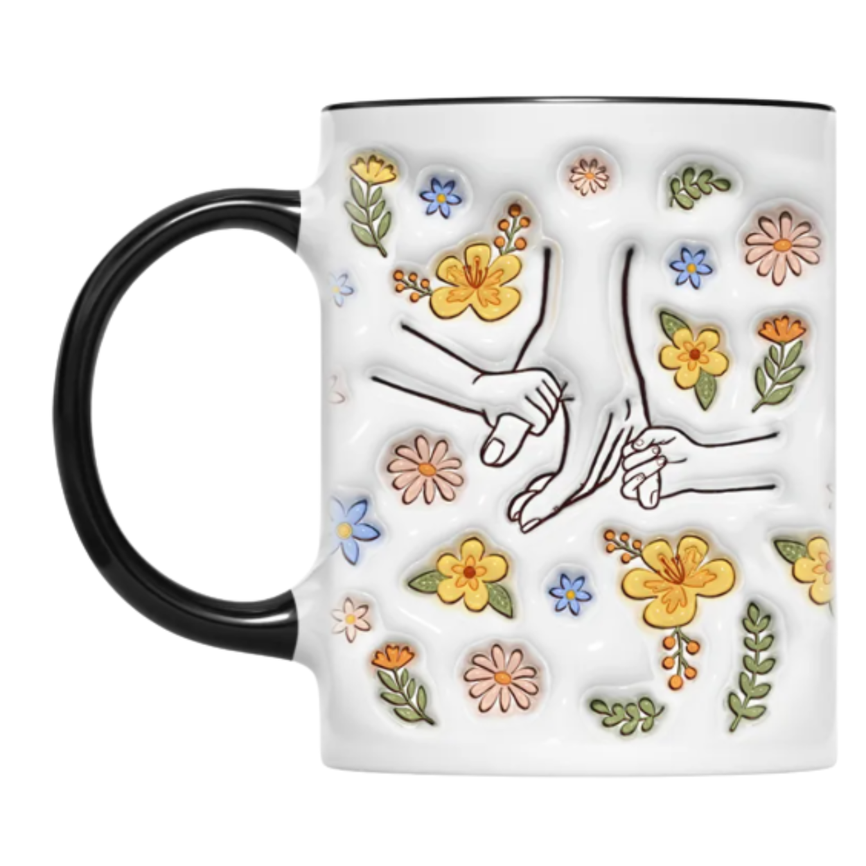 Personalized Family Flower Mug With Custom Name Design