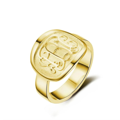 Personalized 3 Color 925 Sterling Silver Monogram Name Engrave Ring Gift for Women