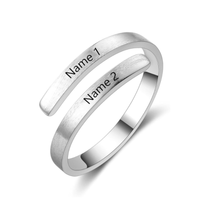 Personalized Stainless Steel Two Names Adjustable Rings for Women 