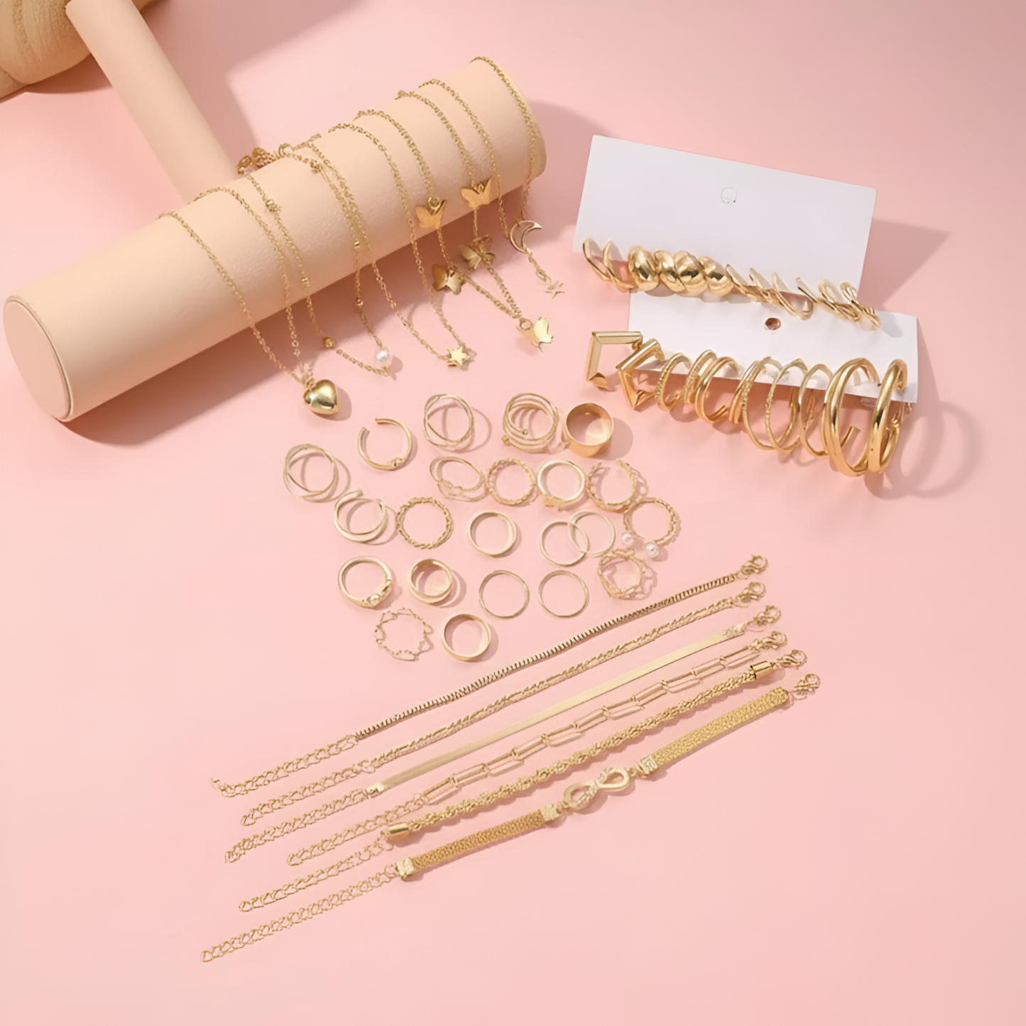 57 Piece Jewelry Set With Necklace Earrings Rings Bracelet For Women