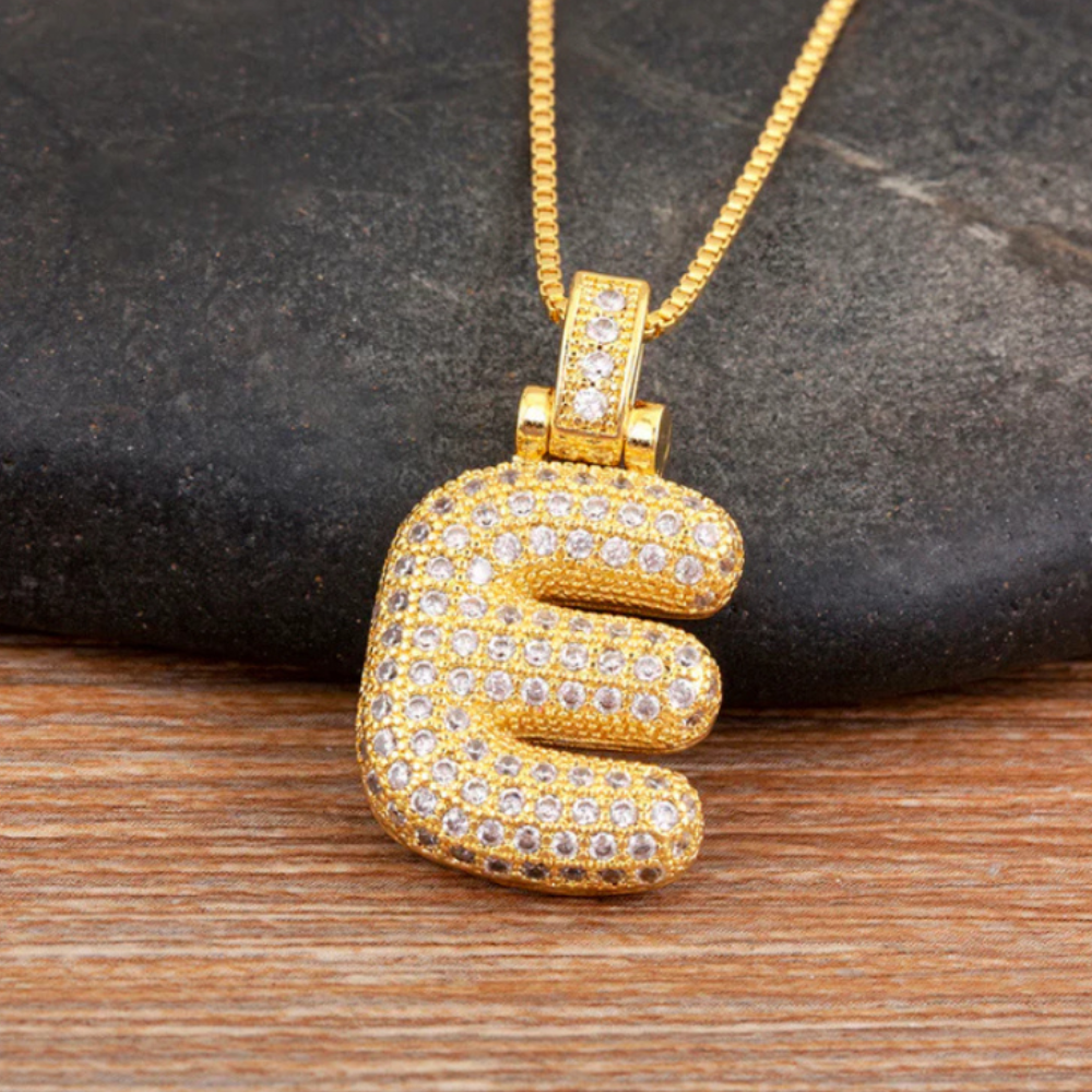 Crystal Embedded Initial Letter Necklace-Personalized Jewels
