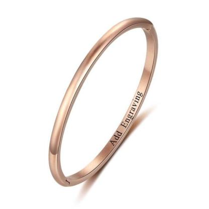 3 Colors Personalized Gift Engraved Name Inside ID Bangle For Women Stainless Steel Bracelets & Bangles - Personalized Jewel