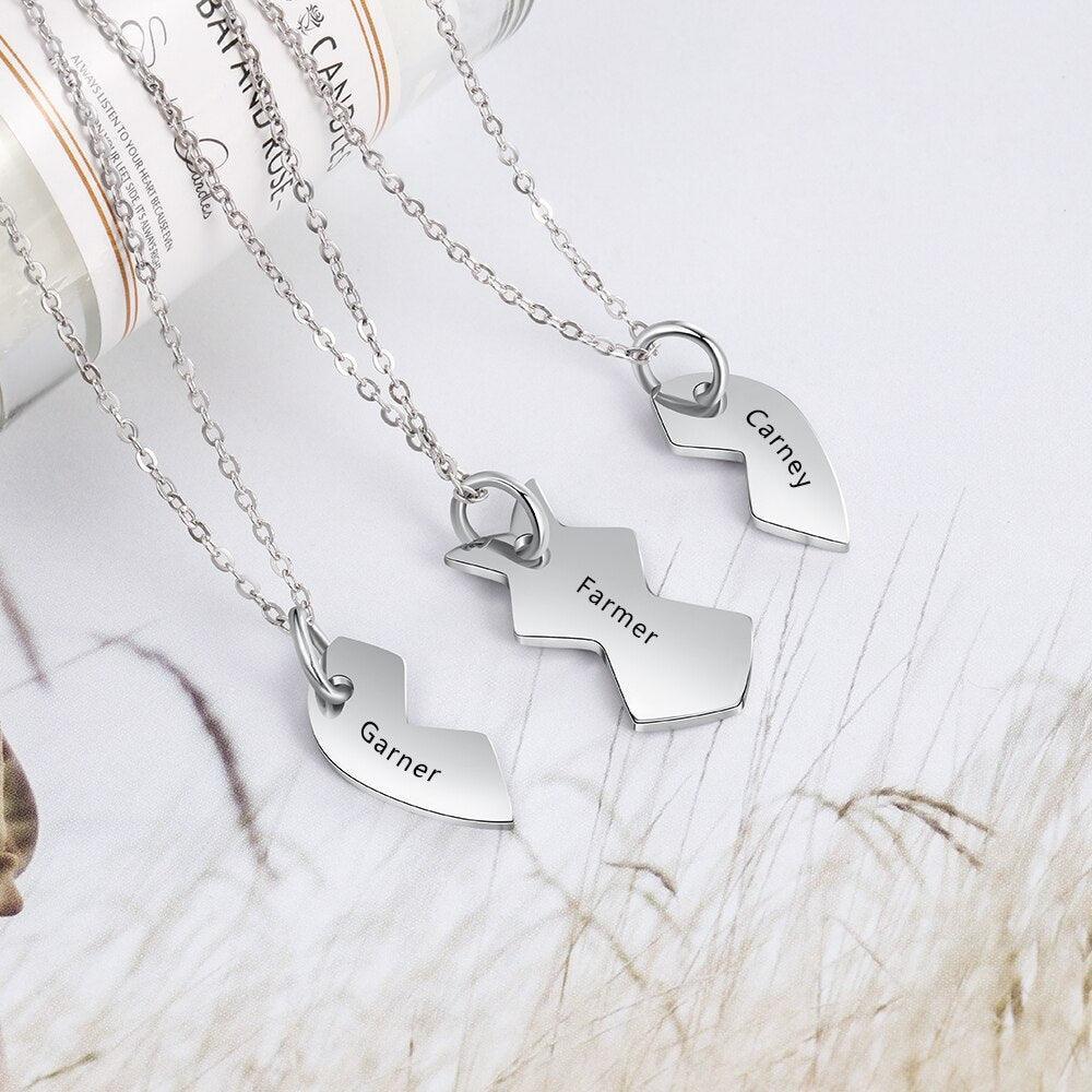 3 Pieces Heart Shape Personalized Name Necklace-Personalized Jewels