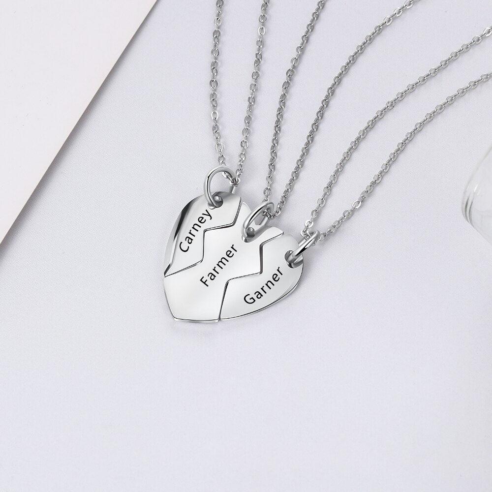 3 Pieces Heart Shape Personalized Name Necklace-Personalized Jewels