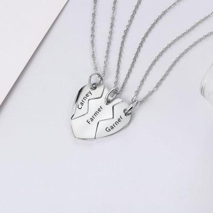 3 Pieces Heart Shape Personalized Name Necklace-Personalized Jewels