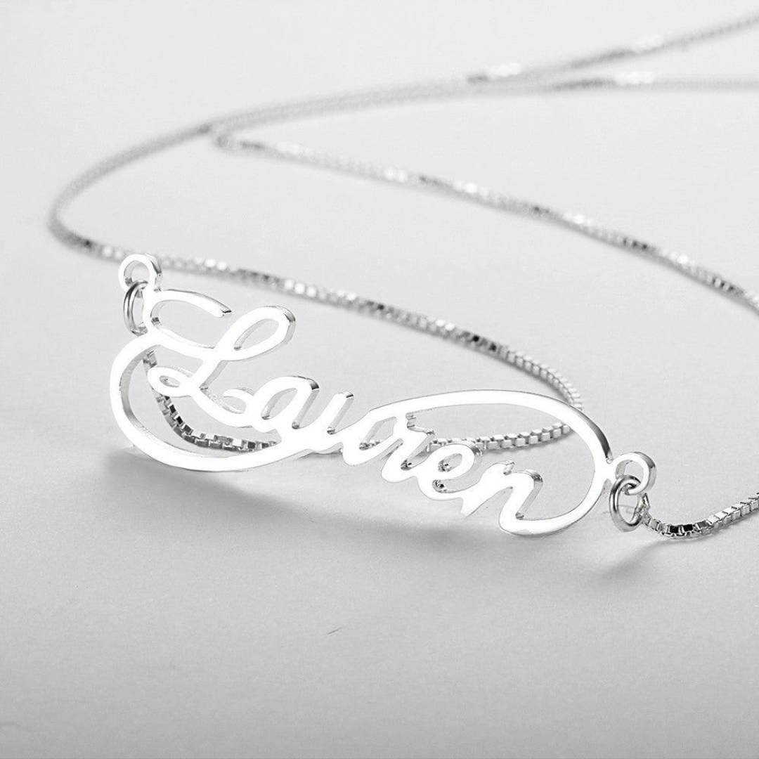 Personalized 925 Sterling Silver 8 Shape Infinity Necklace With Custom Name Pendant Gift For Women