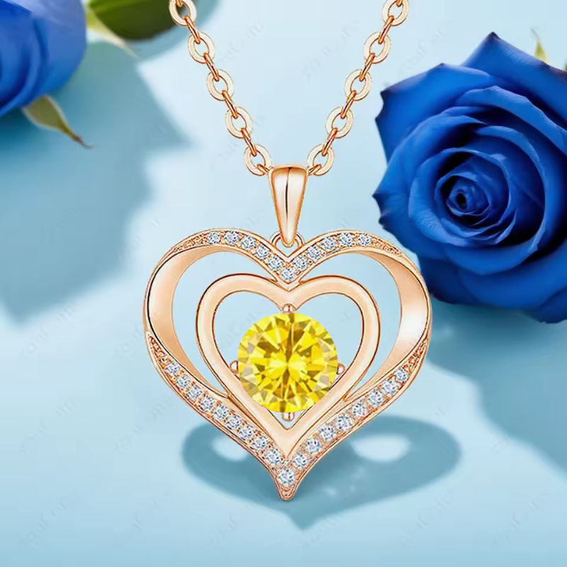 Stylish Pendant Necklace With Rose Gift Box Women Jewelry Set