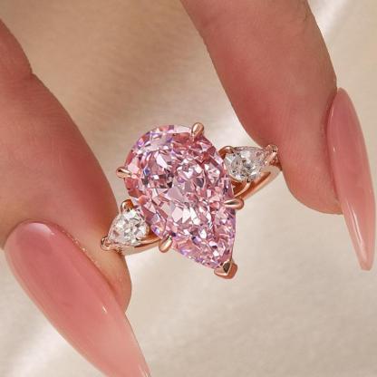 Pear Cut Cubic Zirconia Ring With 925 Sterling Silver For Women