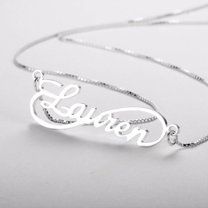 Personalized 925 Sterling Silver 8 Shape Infinity Necklace With Custom Name Pendant Gift For Women