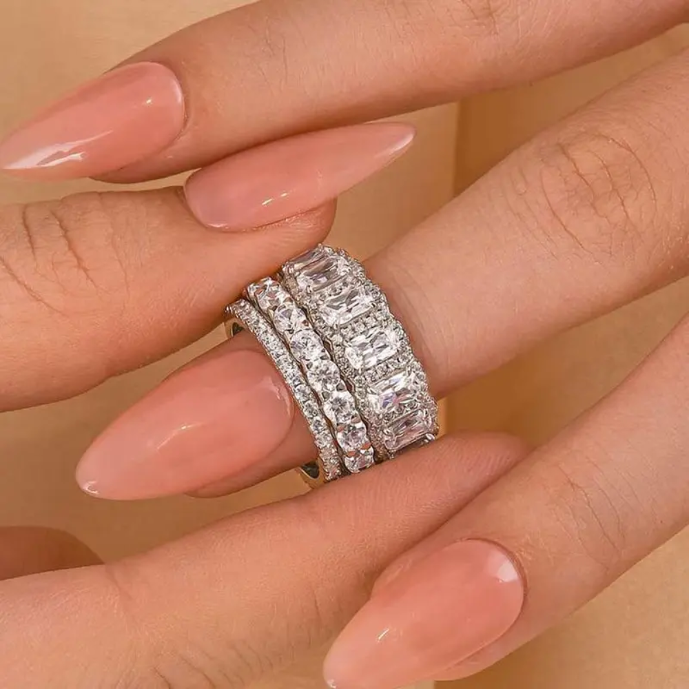 Statement Cushion Cut Bridal Ring Set
