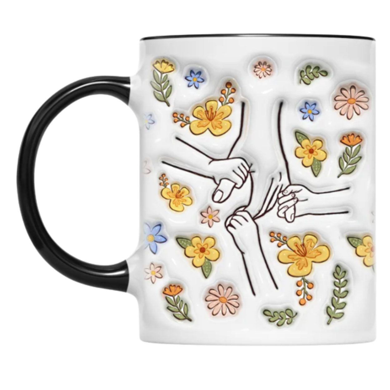 Personalized Family Flower Mug With Custom Name Design