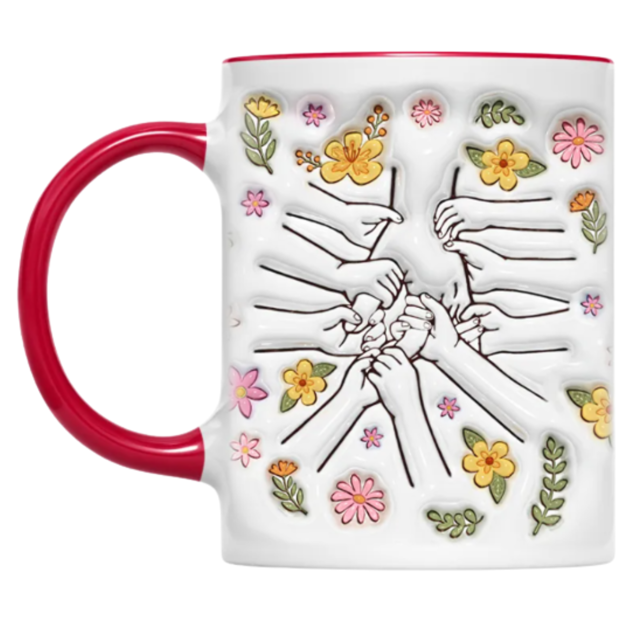 Personalized Family Flower Mug With Custom Name Design