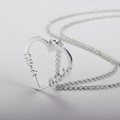 Personalized Sterling Silver Heart Shape Necklace 3 Color Lovers Gift For Girlfriend