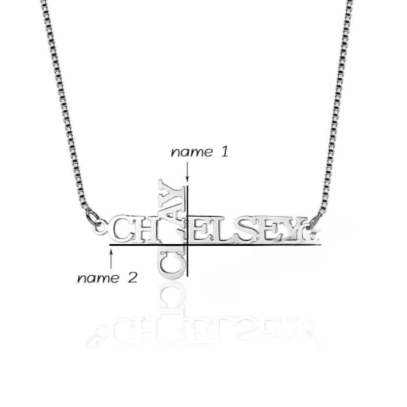 Personalized 925 Sterling Silver Necklace, 2 Name Engraved Cross Pendant, Jewelry Gift For Women