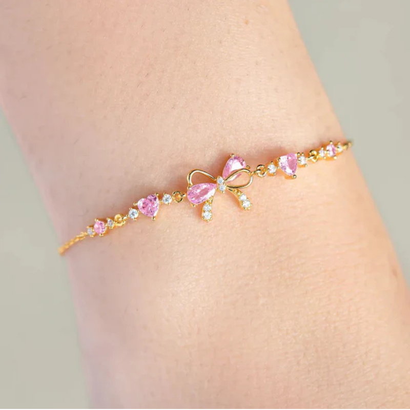 Adjustable Bow Accent Bracelet With Gemstone-Personalized Jewels