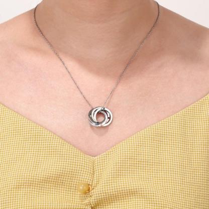 4 Custom Birthstone Intertwined Pendant, Personalized 4 Name Engraving Necklace for Women - Personalized Jewel