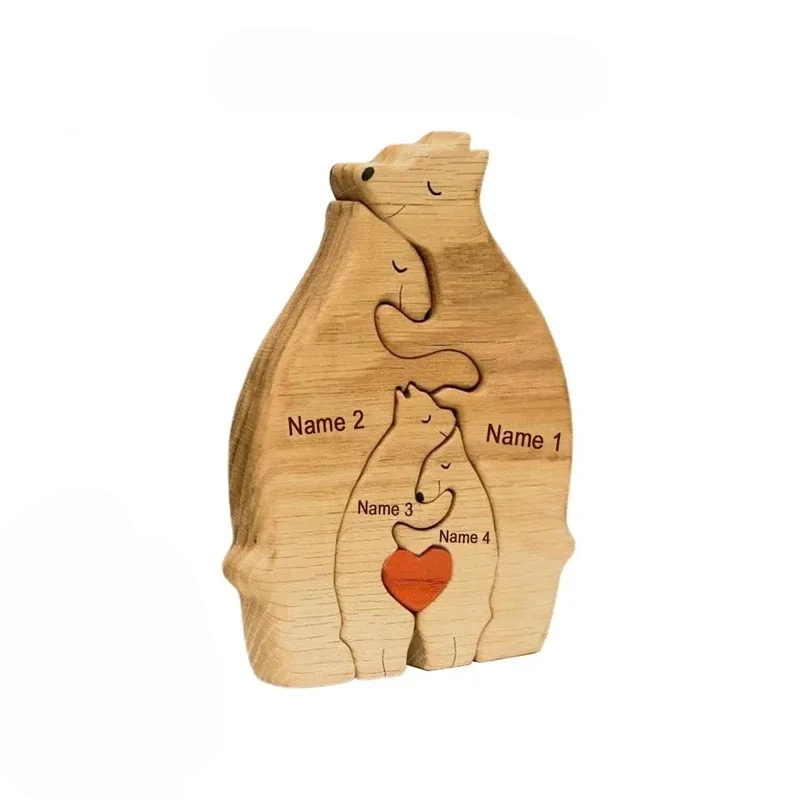 Personalized Wooden Bear Family Puzzle Gift For Baby And Mom