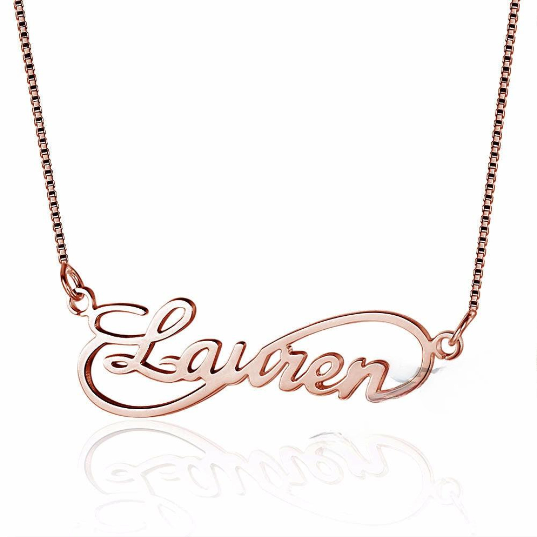 Personalized 925 Sterling Silver 8 Shape Infinity Necklace With Custom Name Pendant Gift For Women