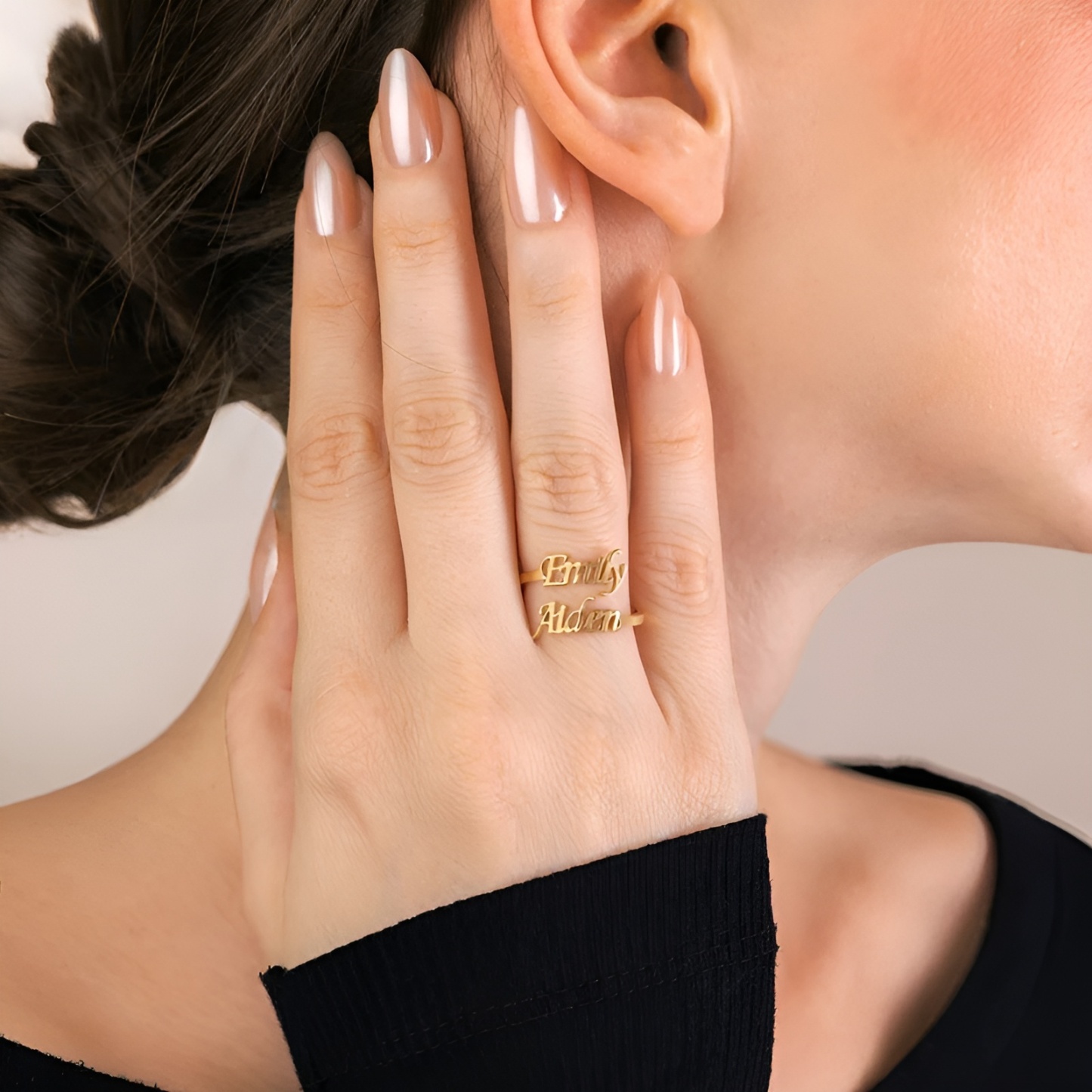 Personalized Adjustable Name Ring With Modern Letter Design