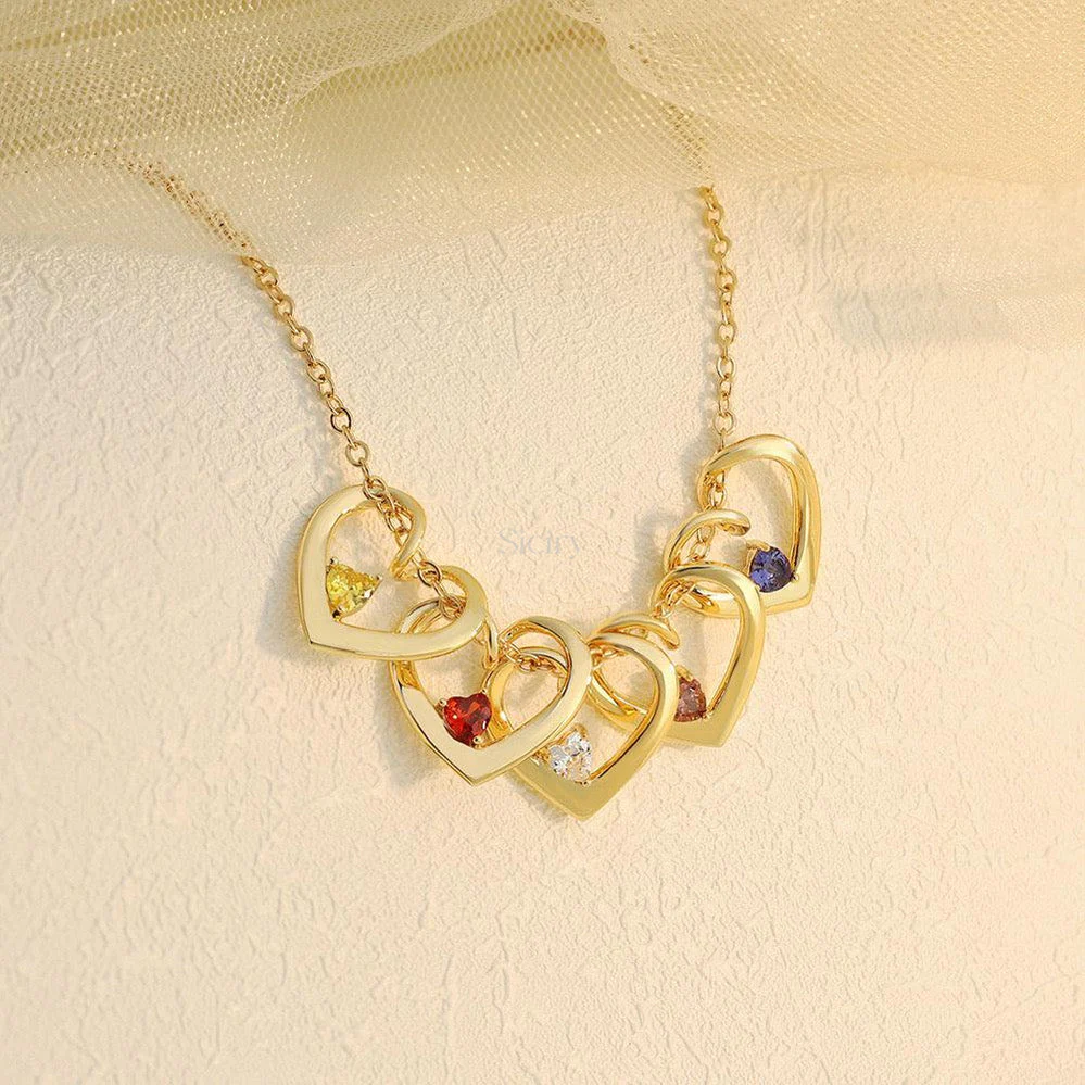 Custom Name Necklace With Birthstone Charms And Adjustable Chain For Women