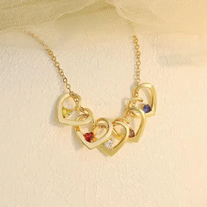 Custom Name Necklace With Birthstone Charms And Adjustable Chain For Women