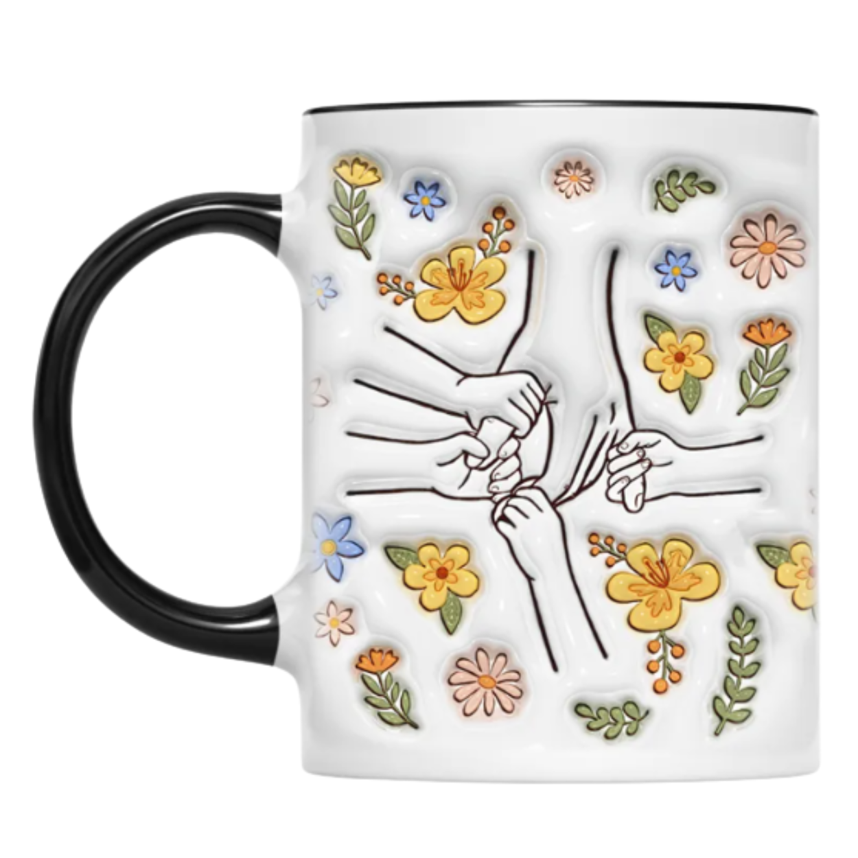 Personalized Family Flower Mug With Custom Name Design