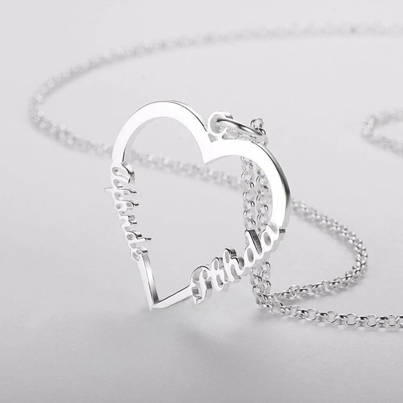 Personalized Sterling Silver Heart Shape Necklace 3 Color Lovers Gift For Girlfriend