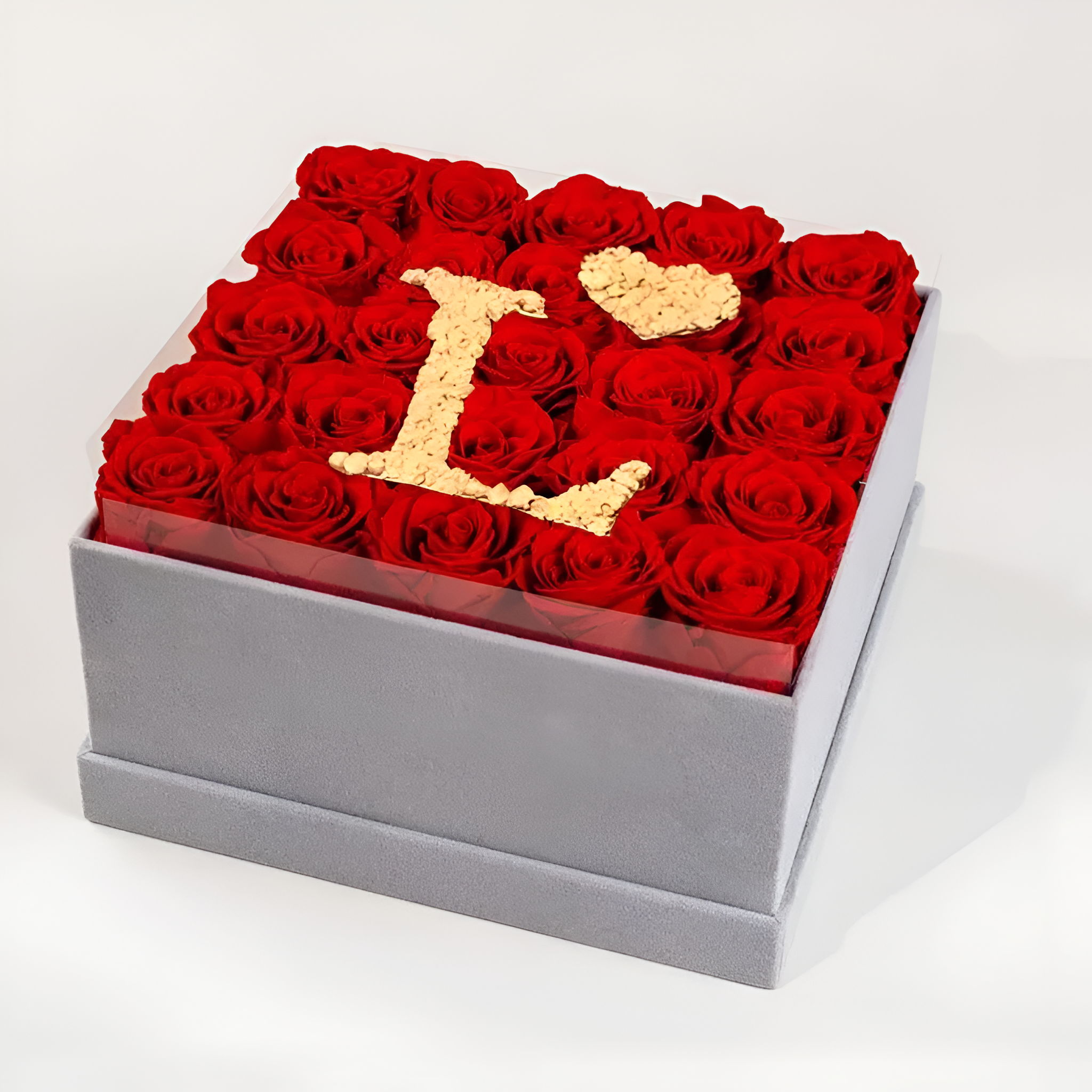 Personalized Glitter Roses Initial Display Box