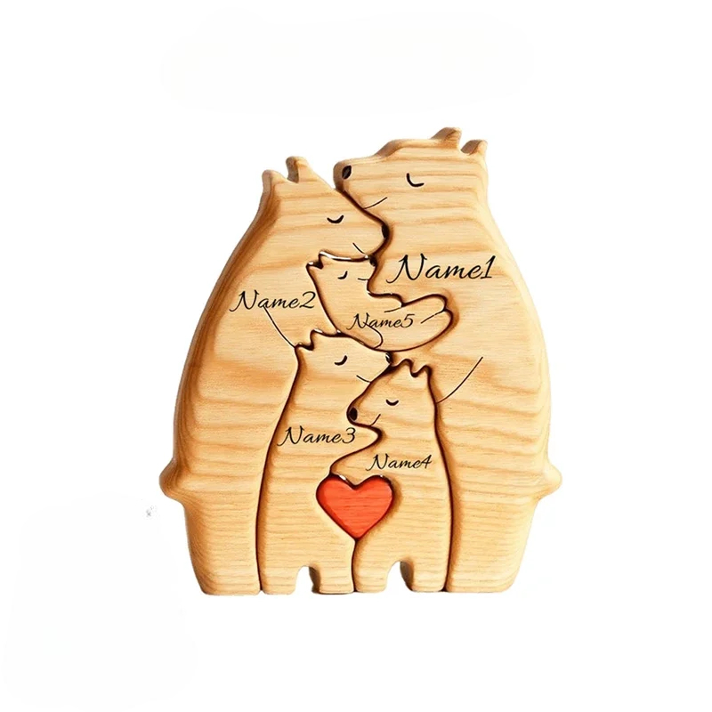 Personalized Wooden Bear Family Puzzle Gift For Baby And Mom
