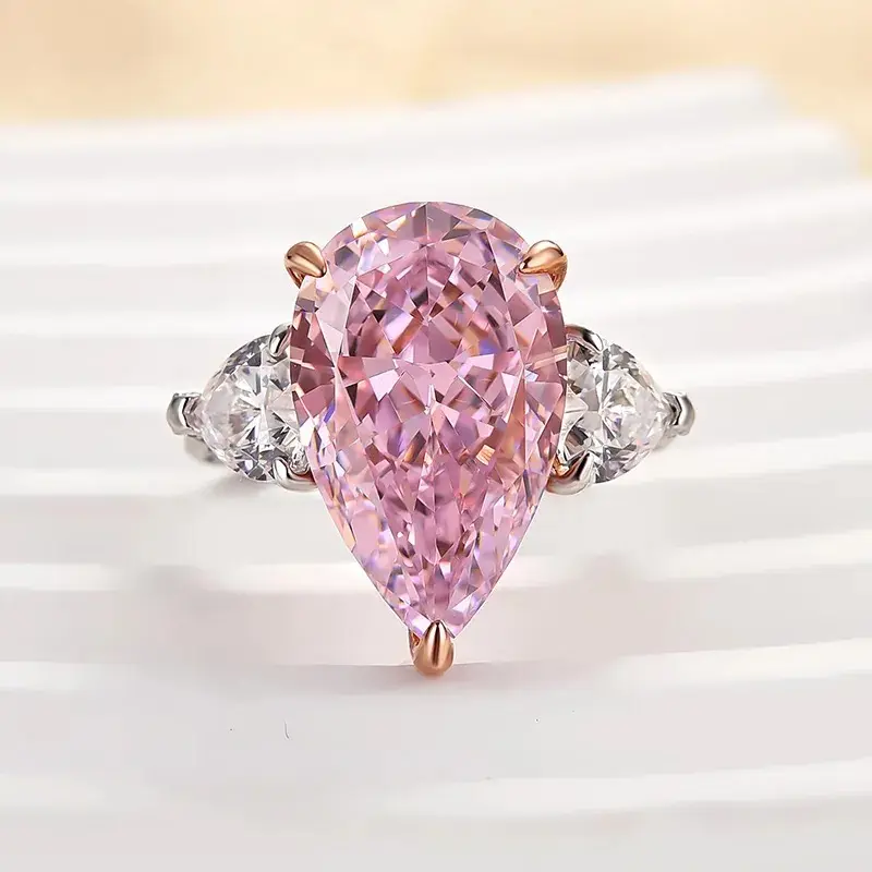 Pear Cut Cubic Zirconia Ring With 925 Sterling Silver For Women