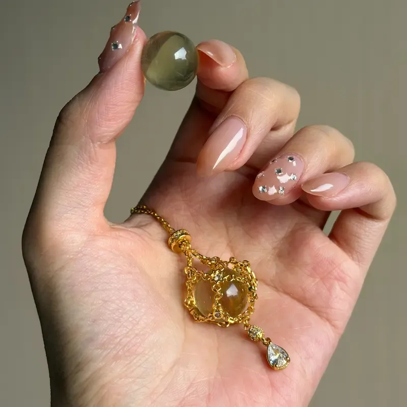 Handmade Crystal Necklace With Adjustable Chain