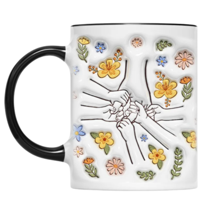 Personalized Family Flower Mug With Custom Name Design