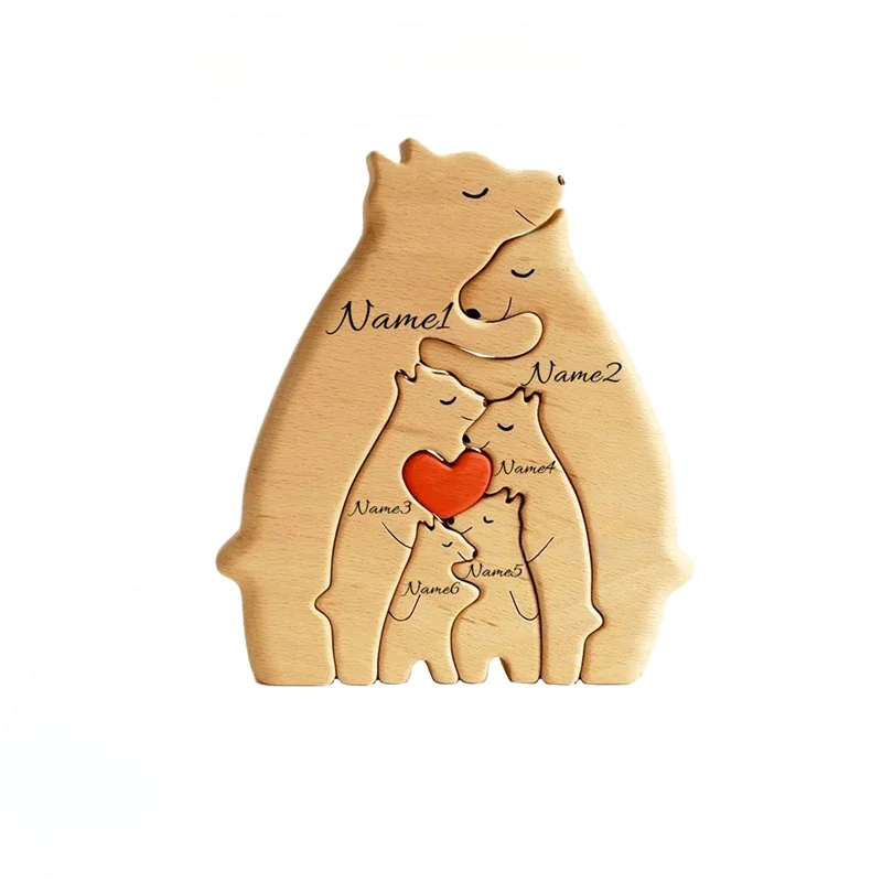 Personalized Wooden Bear Family Puzzle Gift For Baby And Mom