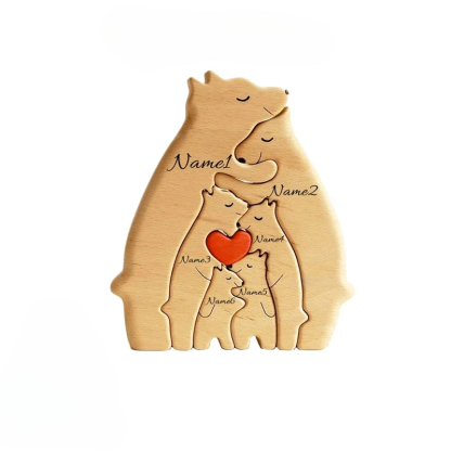 Personalized Wooden Bear Family Puzzle Gift For Baby And Mom