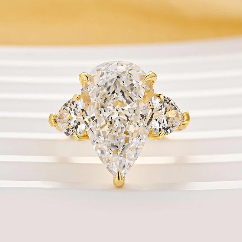Pear Cut Cubic Zirconia Ring With 925 Sterling Silver For Women