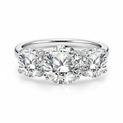 Moissanite 4ct Three Stone Prong Engagement Ring Copper Ring