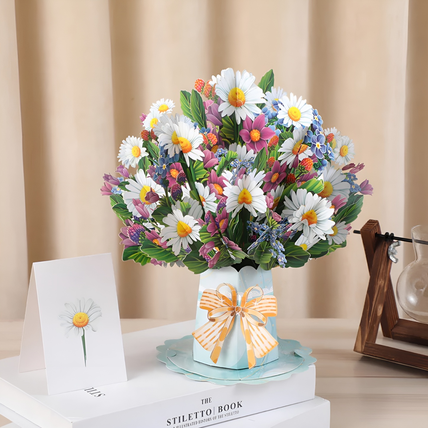 Personalized 3D Pop Up Flower Card With Everlasting Bloom Design And Message Space