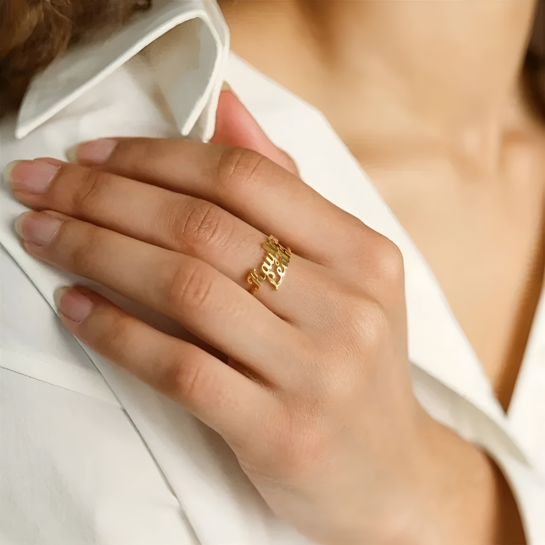 Personalized Adjustable Name Ring With Modern Letter Design