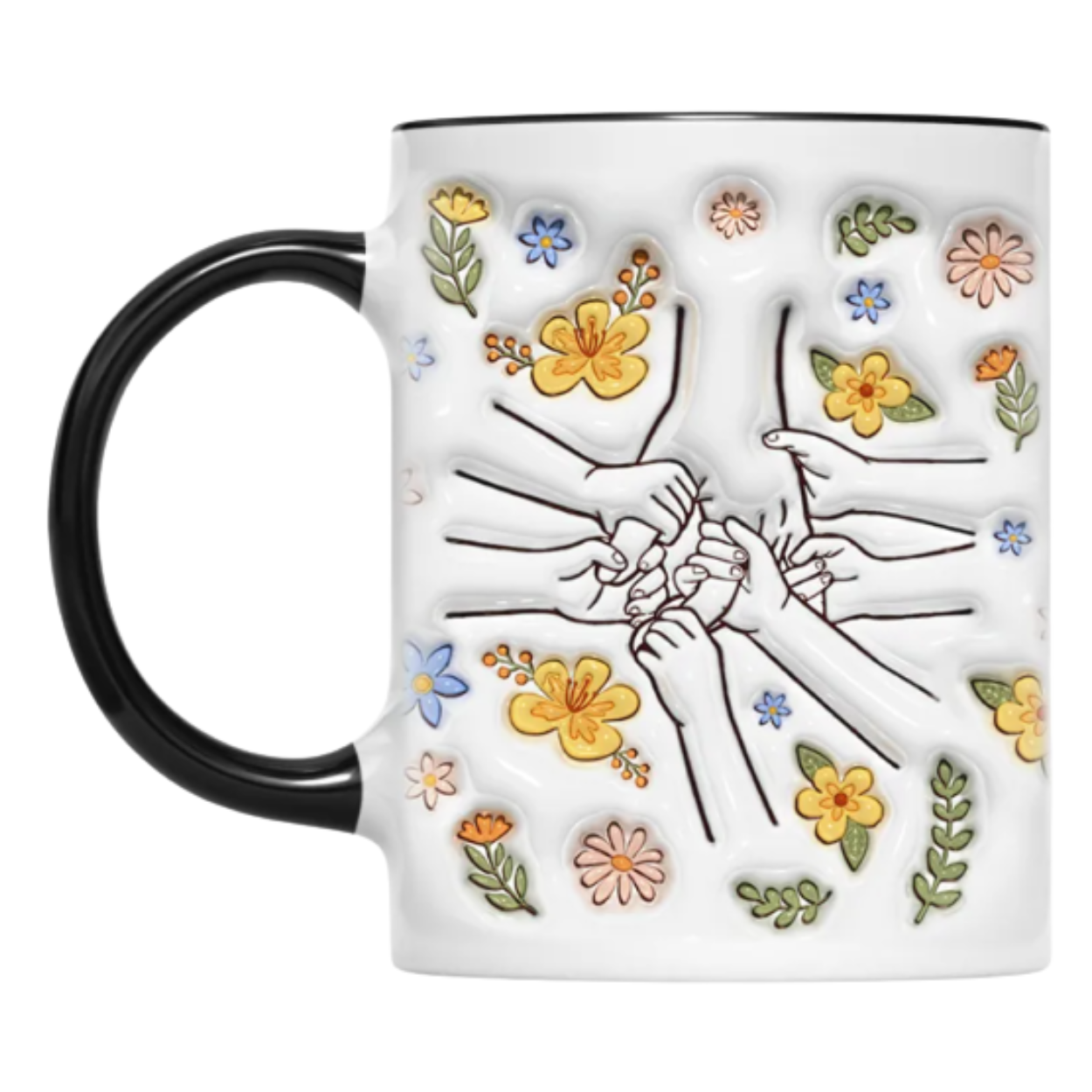 Personalized Family Flower Mug With Custom Name Design