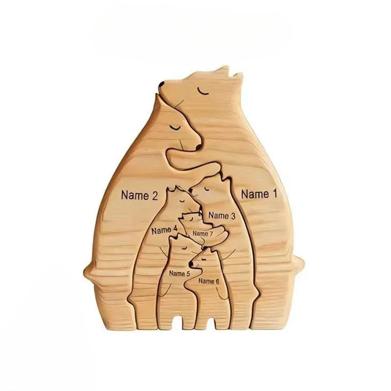 Personalized Wooden Bear Family Puzzle Gift For Baby And Mom