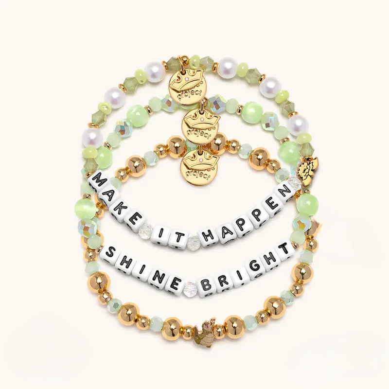 Inspirational Beaded Bracelet Bundle With Letter Charms For Women