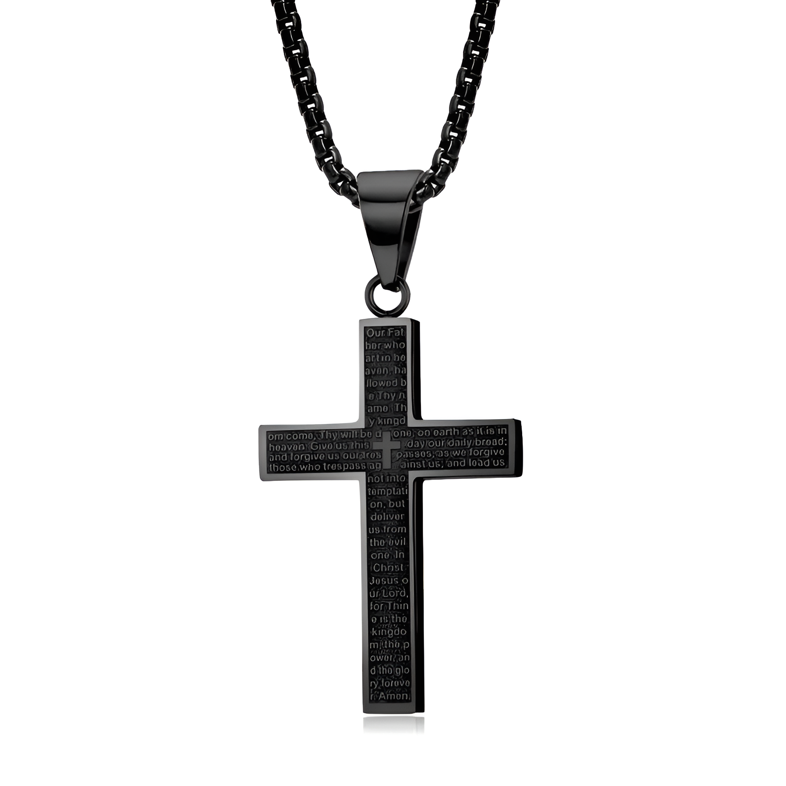 Vintage Cross Pendant Necklace Jesus bless you anniversary gift Steel Stamp Cross Necklace Unisex Fade-Resistant Personalized Hip-Hop Faith Jewelry for Men Women jesus crucifix pendant
