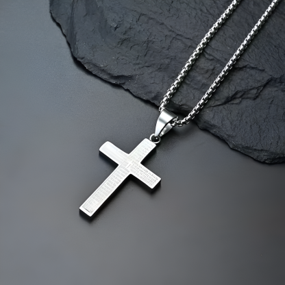 Vintage Cross Pendant Necklace Jesus bless you anniversary gift Steel Stamp Cross Necklace Unisex Fade-Resistant Personalized Hip-Hop Faith Jewelry for Men Women jesus crucifix pendant