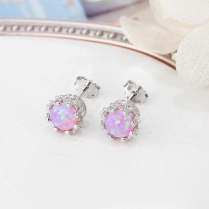 7MM Milky Round Opal Earring for Wome - Personalized Jewel