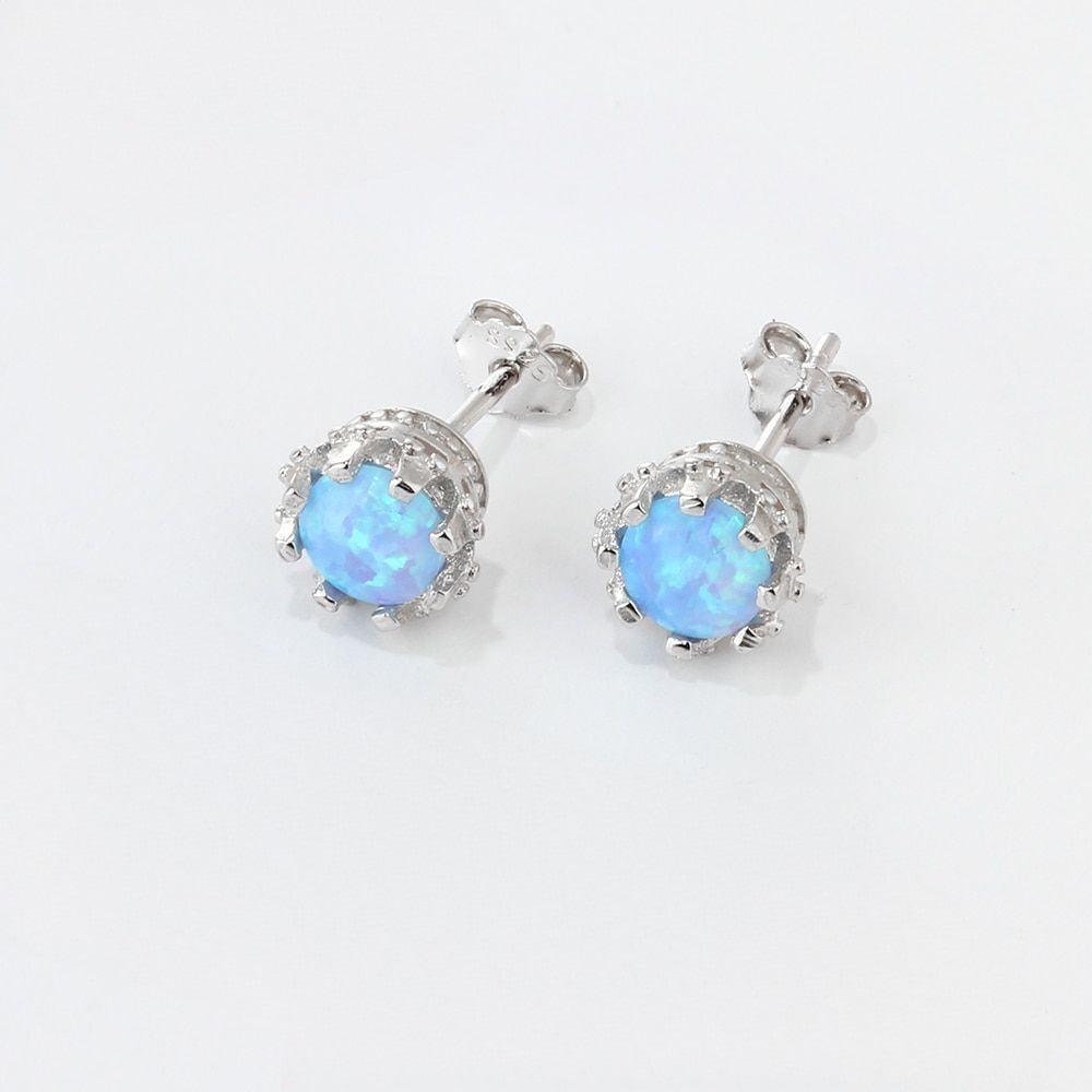 7MM Milky Round Opal Earring-Personalized Jewels