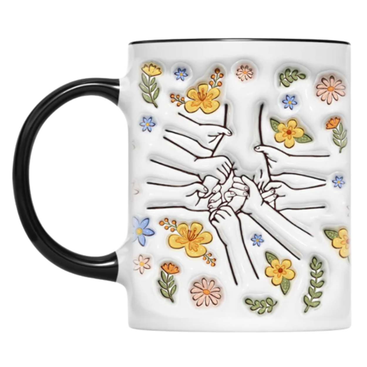 Personalized Family Flower Mug With Custom Name Design