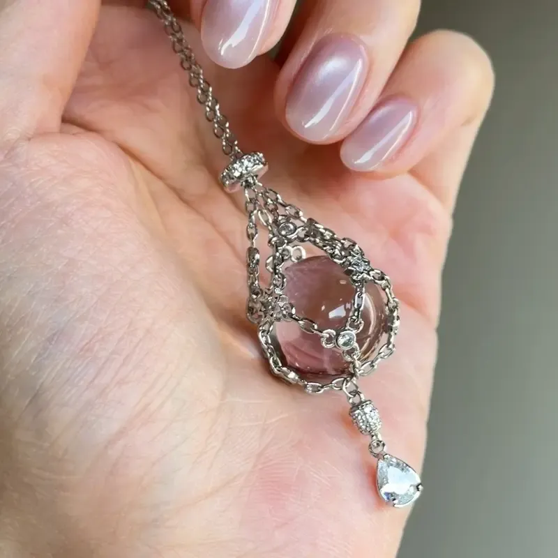 Handmade Crystal Necklace With Adjustable Chain